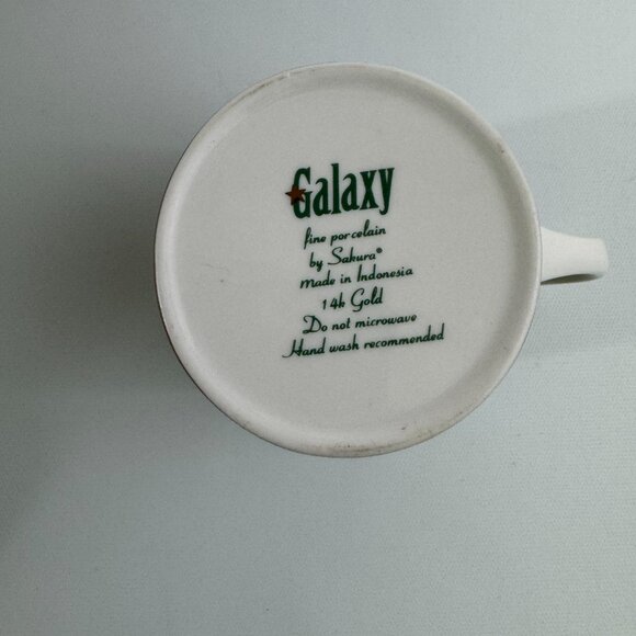 Sakura Galaxy Fine China Holiday Dinnerware Sugar Creamer Green 14K Gold Stars - Picture 4 of 6